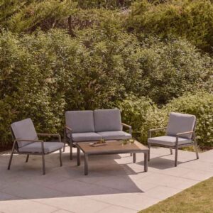 Selma Aluminium Garden Lounge Set in Grey and Oak