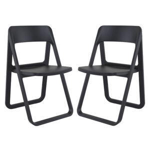 Durham Black Polypropylene Dining Chairs In Pair