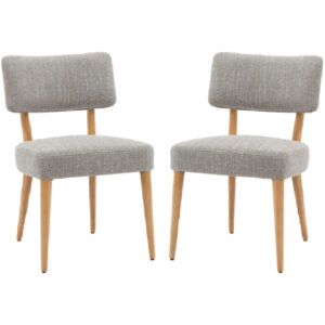 Arcadia Grey Fabric Dining Chairs With Wooden Frame In Pair