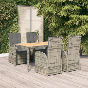 Sitka Poly Rattan 5 Piece Garden Dining Set Large In Grey