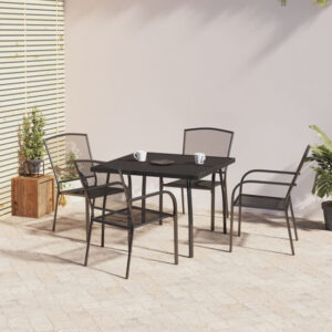 Vino Large Square Steel 5 Piece Garden Dining Set In Anthracite