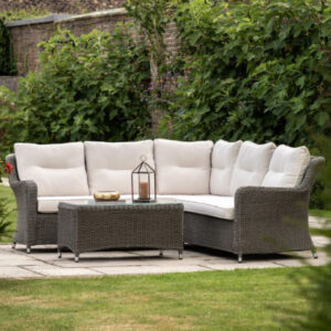 Wroclaw Outdoor Rattan Corner Lounge Set In Black