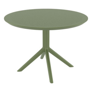 Shipley Outdoor Round Polypropylene Dining Table in Olive Green