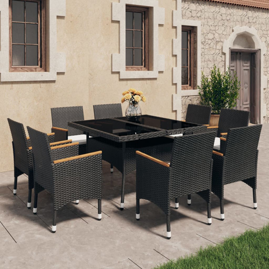 Highbury Poly Rattan 9 Piece Garden Dining Set In Black