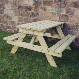 Topeka Small Wooden Picnic Dining Set In Natural
