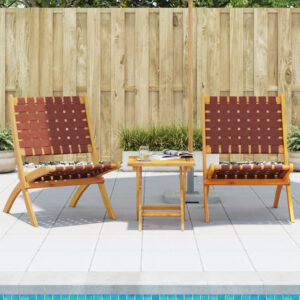 Zoreva Garden Fabric Folding Duo Set with Acacia Wood Frame in Red